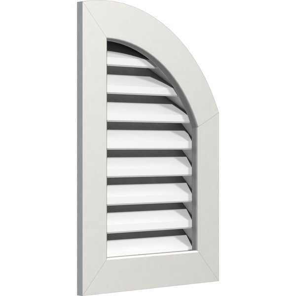 Quarter Round Top Right Functional, PVC Gable Vent W/ 1 X 4 Flat Trim Frame, 06W X 14H